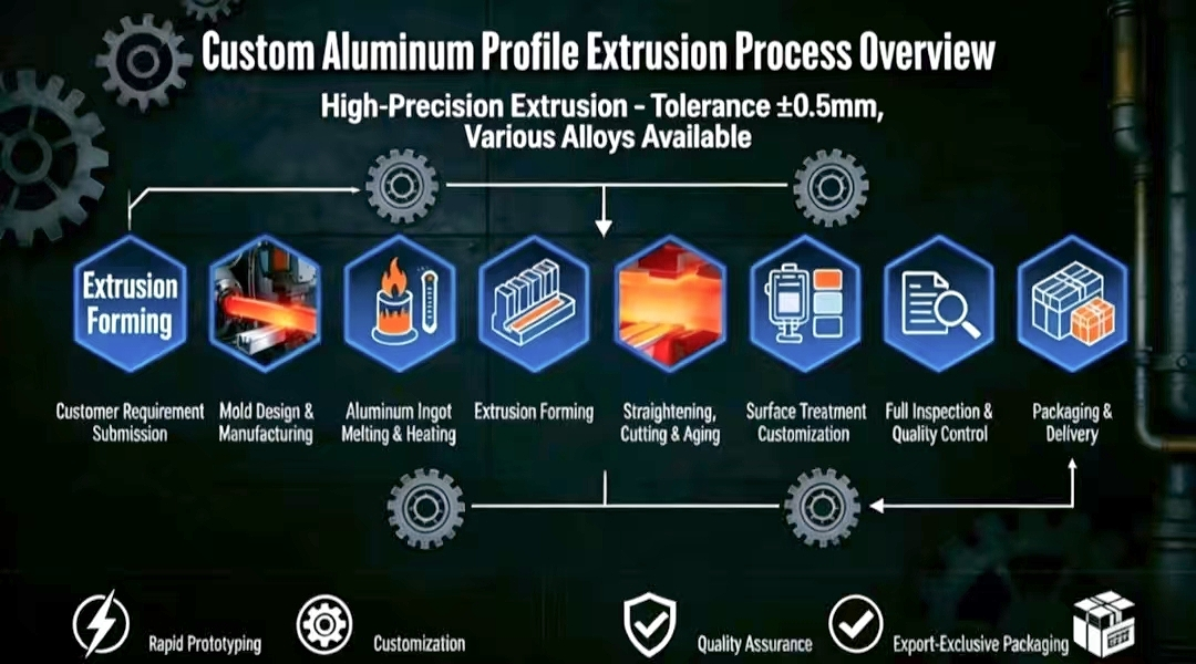 Custom aluminum extrusion manufacturing process from drawing to finished profile
