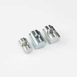 T-slot aluminum extrusion sliding nut block for smooth movement and flexible positioning in modular frame systems - By Yoverd Aluminium