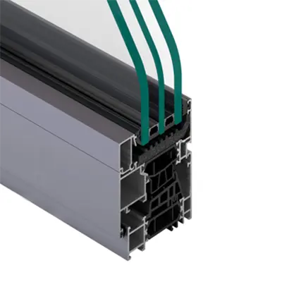 Detailed cross-section view of premium aluminum sliding window and door profile showing multi-chamber structure and high-performance weather seals. Engineered by Yoverd Aluminium.
