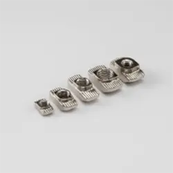 High quality T-nuts for T-slot aluminum extrusion profiles, providing secure and reliable connection for modular framing assembly - By Yoverd Aluminium