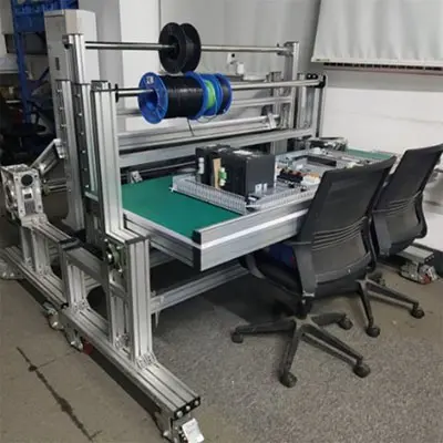 Custom workbenches and assembly lines built with durable T-slot aluminum extrusion profiles by Yoverd Aluminium. Custom design available for industrial workstations and production lines