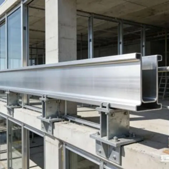 Aluminum U channels used in construction, curtain wall systems and facade structures by Yoverd Aluminium