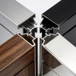 Surface treatment of decorative aluminum profiles: anodizing, powder coating, wood grain transfer, brushed and polished finishes. Recommended according to local climate and application for enhanced aesthetics, corrosion resistance, wear resistance and long service life