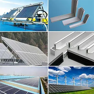 Square aluminum profiles for solar panel mounting structures, including support frames, brackets, and outdoor photovoltaic installation systems by Yoverd Aluminium