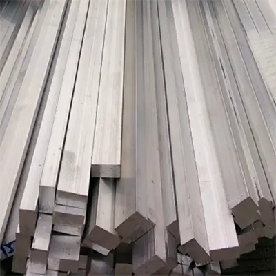 Large bundle of vertical solid square aluminum bars, premium quality by Yoverd Aluminium ideal for structural engineering, machining and industrial uses