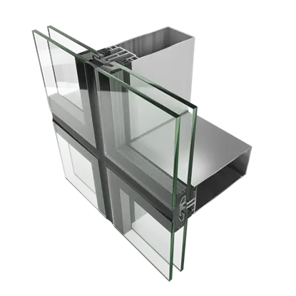 Technical cross-section detail of precision-engineered aluminum profiles for high-performance unitized curtain wall systems, showcasing structural design and dimensional accuracy for architectural facade applications. By Yoverd Aluminium