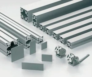 Wide range of customizable load bearing structural aluminum profiles with various cross sections, accessories, end caps and hinges for architectural and engineering projects by Yoverd Aluminium