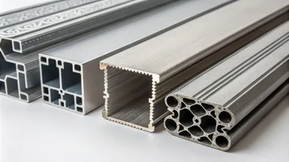 Variety of high strength load bearing structural aluminum profiles with different cross sections and T-slot designs for architectural and construction applications by Yoverd Aluminium