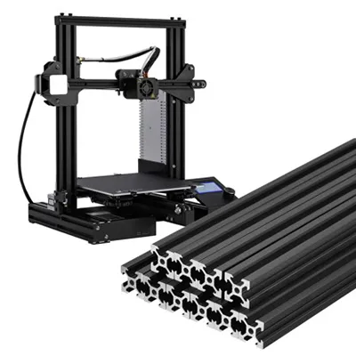 High-strength standard T-slot aluminum extrusion profiles used in modular machine frame systems, automation equipment and 3D printer frames - premium black anodized finish By Yoverd Aluminium