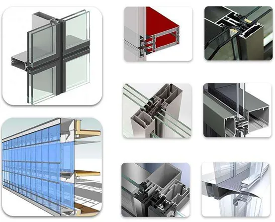 Various structural glazing aluminum profiles and curtain wall systems for modern glass facades - By Yoverd Aluminium