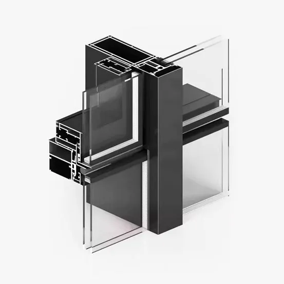Structural glazing aluminum profiles for modern curtain wall systems with seamless glass facade - By Yoverd Aluminium