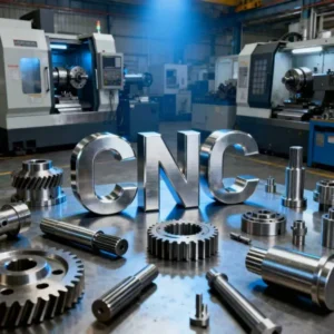 Advanced CNC precision machining workshop with metal components showing high-precision customization capabilities for aluminum profiles by Yoverd Aluminium