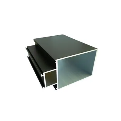 High-performance black aluminum extrusion profiles with rectangular hollow sections and precise multi-chamber design, showcasing durable and stylish solutions for architectural facade systems by Yoverd Aluminium.