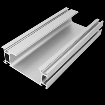 Silver aluminum extrusion with open channel design, side rails and bottom slots engineered for high-strength roller conveyor systems by Yoverd Aluminium