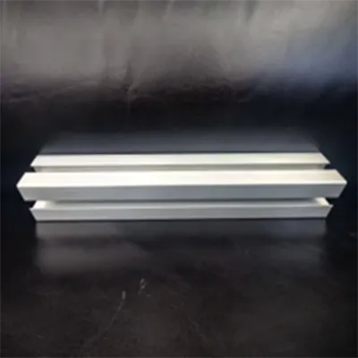 A modular aluminum profile section designed for automated conveyor frame applications with a clean industrial surface finish by Yoverd Aluminium