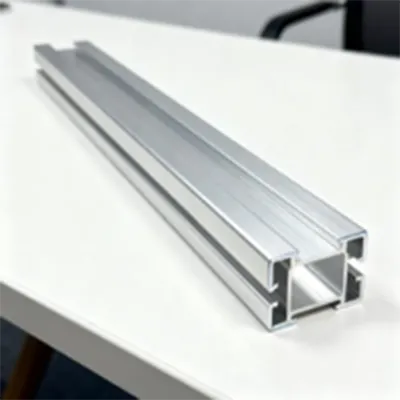 A structural aluminum profile with a hollow frame design used for automated conveyor system assemblies by Yoverd Aluminium