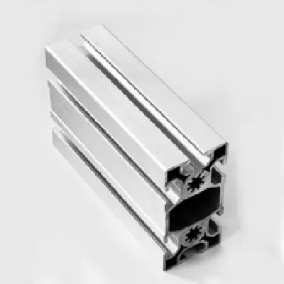 Angled perspective of a heavy-duty aluminum structural profile highlighting its multi-slot design and robust internal reinforcement for industrial structural applications by Yoverd Aluminium.