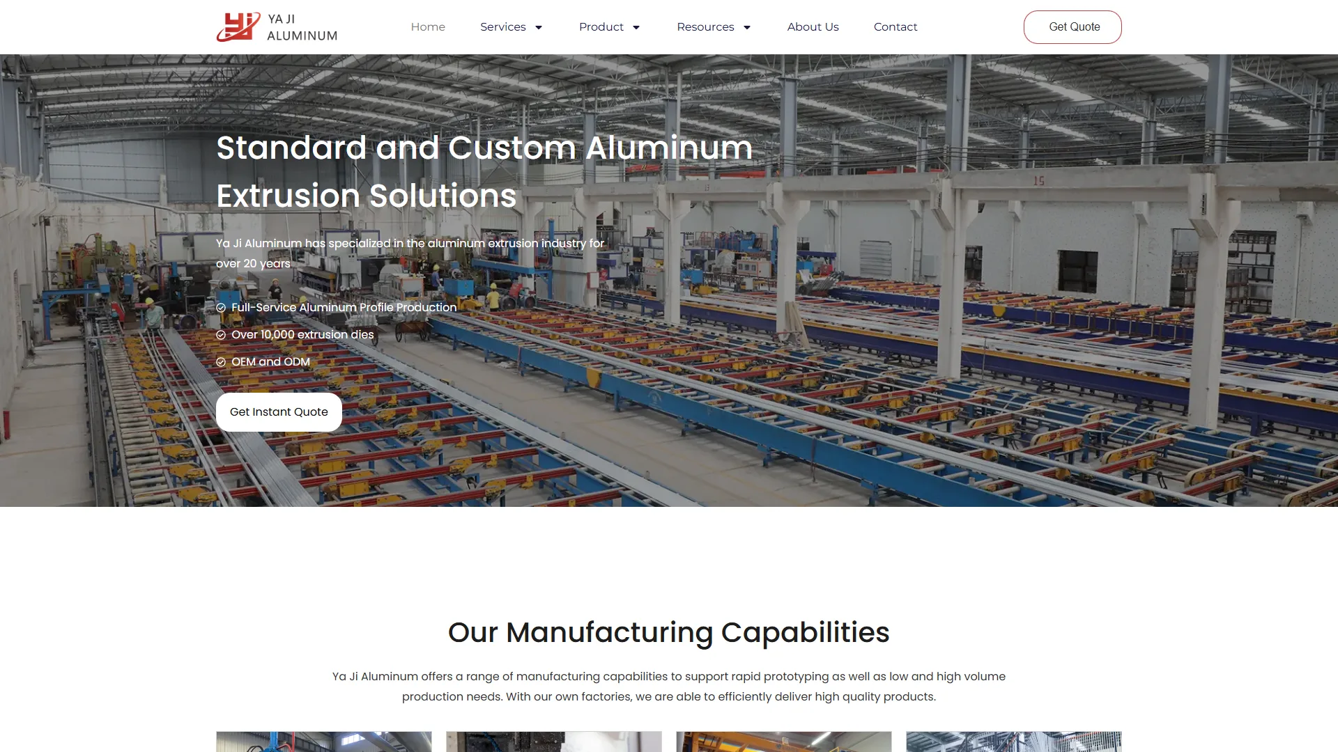 Guangdong Ya Ji Aluminium Co., Ltd. official website banner