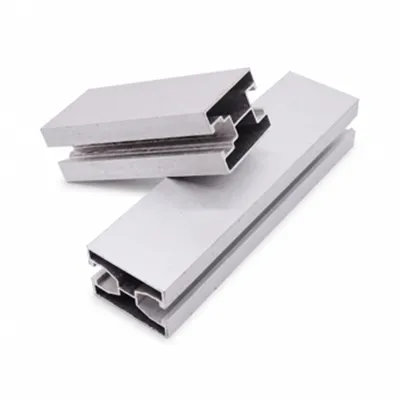 Two custom aluminum extrusion profiles in different lengths and cross-sections designed for solar PV mounting systems by Yoverd Aluminium.