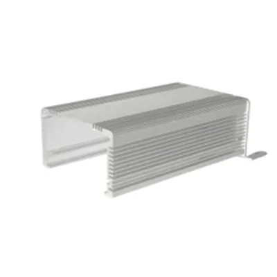 Silver extruded aluminum enclosure profile with external cooling fins for electronics heat dissipation by Yoverd Aluminium